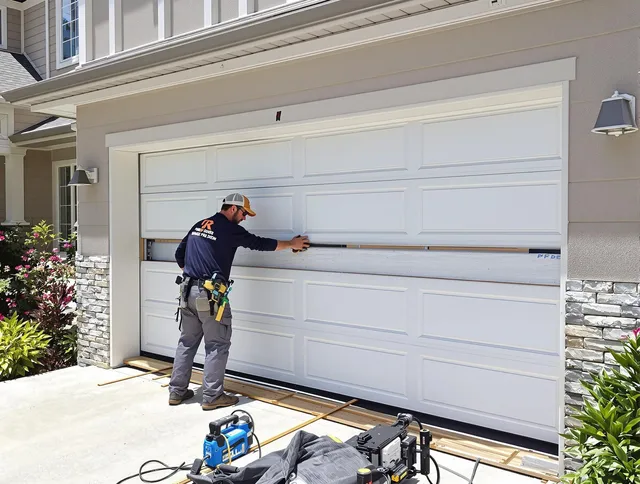 Twinsburg Garage Door Repair team performing complete garage door replacement at Twinsburg residence