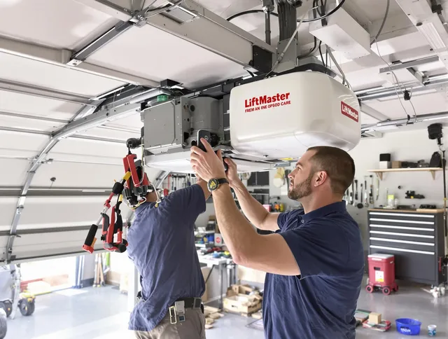 Twinsburg Garage Door Repair technician performing advanced diagnostics on garage opener in Twinsburg