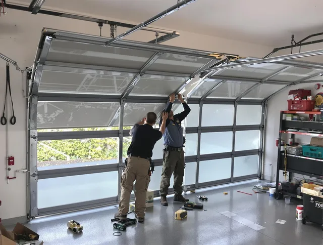 Twinsburg Garage Door Repair expert performing precise panel replacement on Twinsburg garage door
